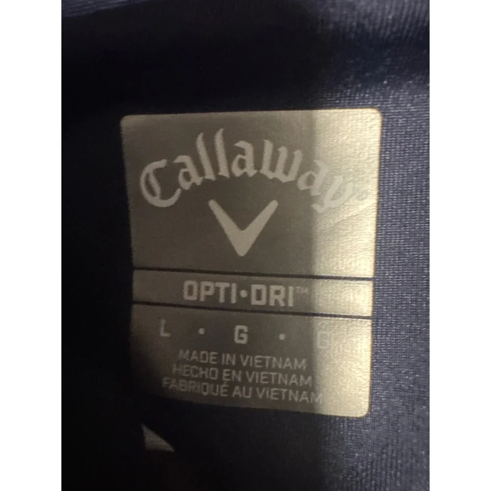 Callaway Opti-Dri Golf Polo Shirt Navy Blue‎ White Chevron Stripe Mens Large L